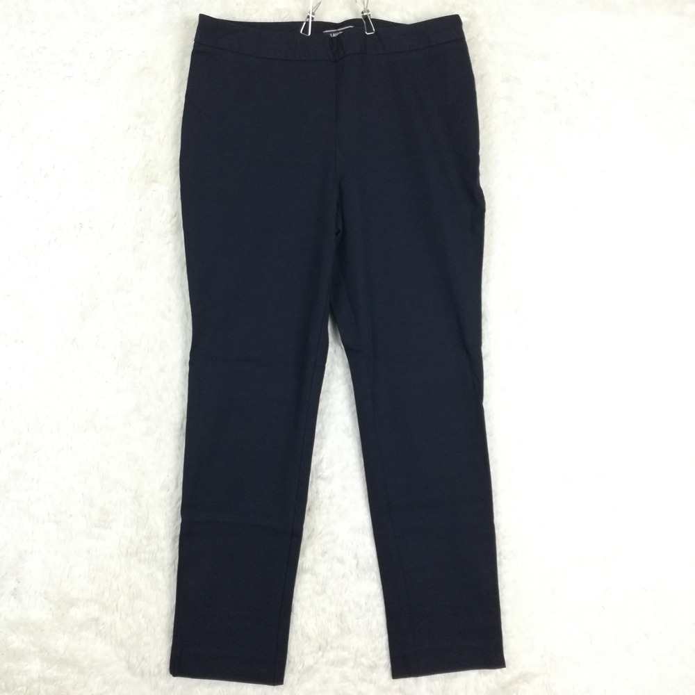 Lands End Womens Pants Slim‎ Leg Mid Rise Navy Blue Casual Preppy 8